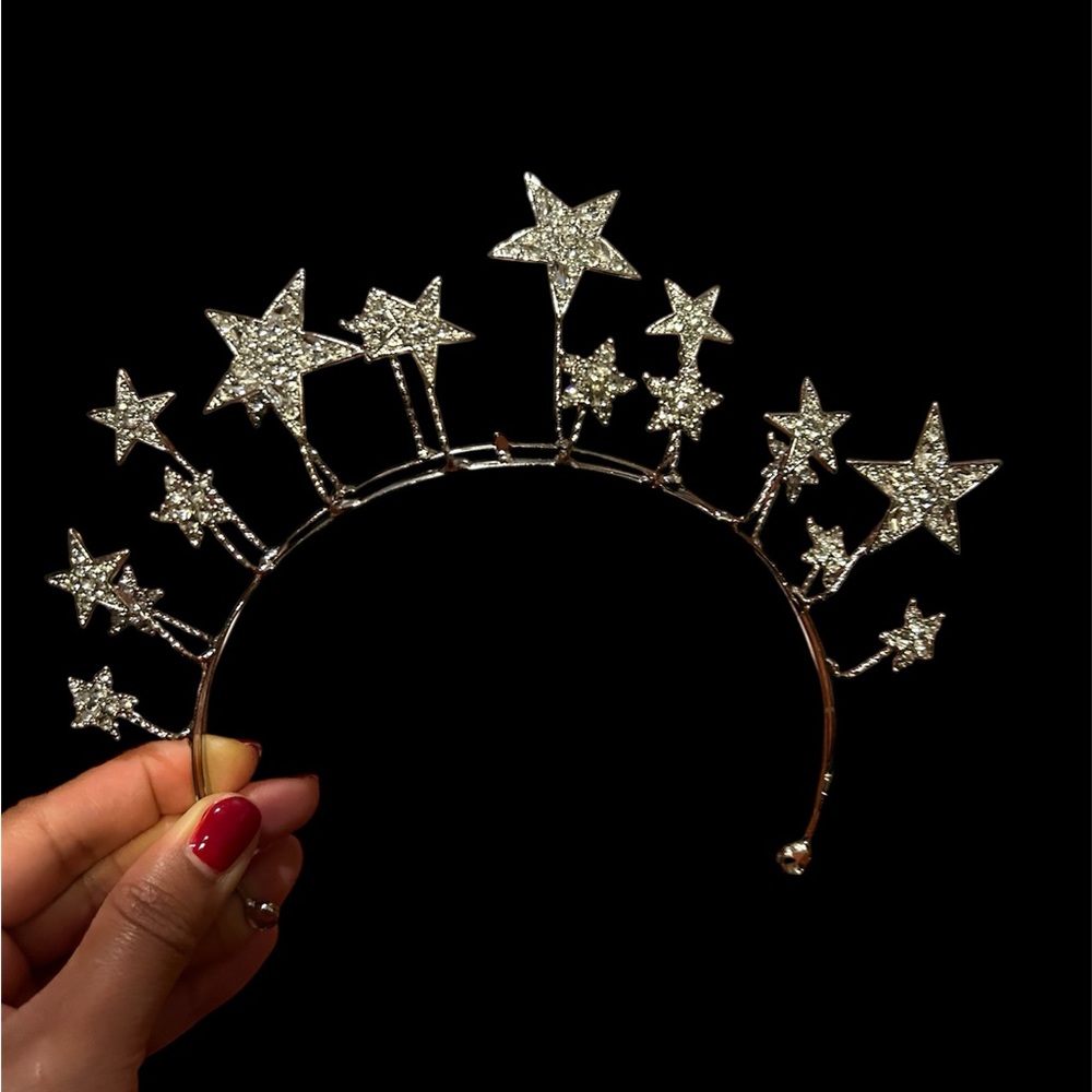 Crystal Rhinestone Star Headband, Wedding Tiara